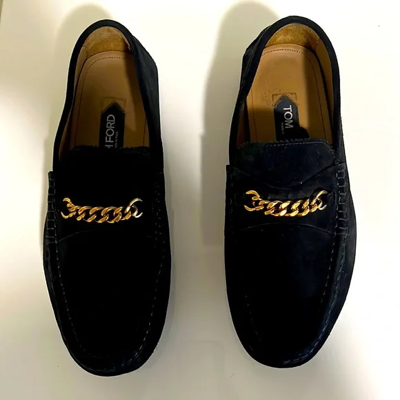 TOM FORD Black Suede Chain Loafer
Driver Moccasins Size 8 Tom Ford Tomford york chain link black loafers,slip ons US  main image 4